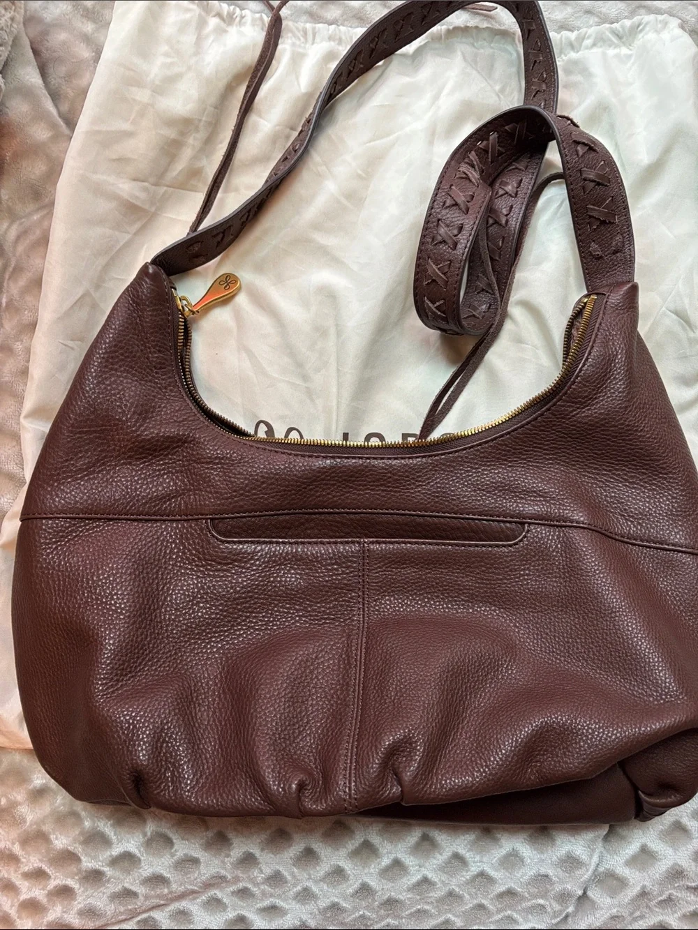 HOBO Chocolate Brown Pebbled Leather Hobo Shoulder Bag